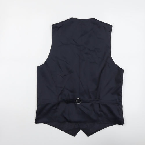 Marks and Spencer Mens Blue Polyester Jacket Suit Waistcoat Size 40 Regular