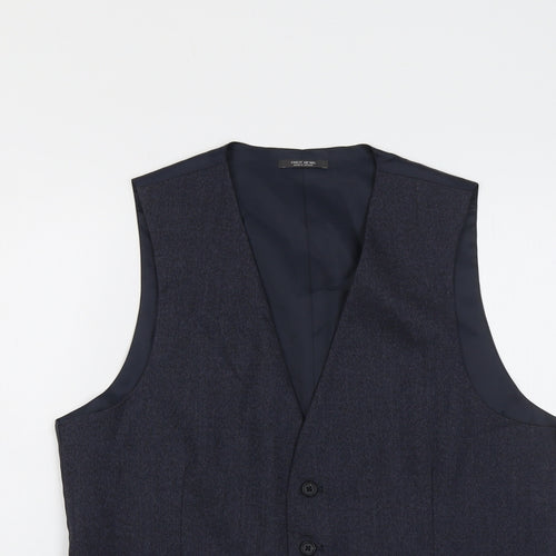 Marks and Spencer Mens Blue Polyester Jacket Suit Waistcoat Size 40 Regular