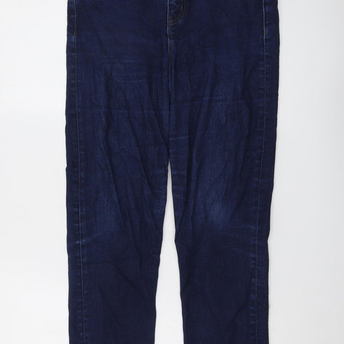 Marks and Spencer Womens Blue Cotton Straight Jeans Size 12 L28 in Regular Button