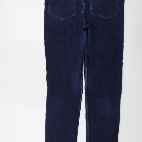 Marks and Spencer Womens Blue Cotton Straight Jeans Size 12 L28 in Regular Button