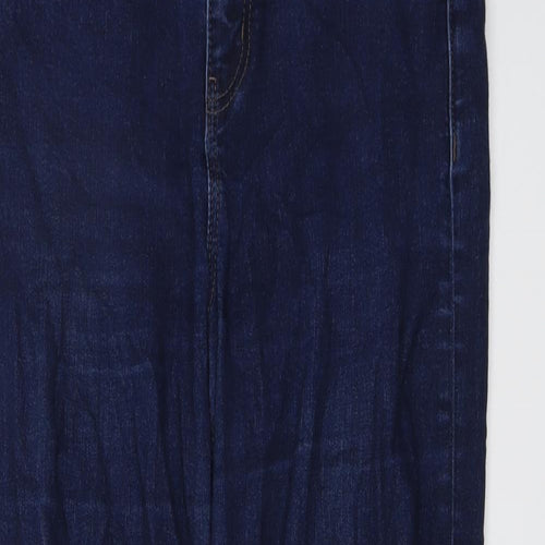 Marks and Spencer Womens Blue Cotton Straight Jeans Size 12 L28 in Regular Button