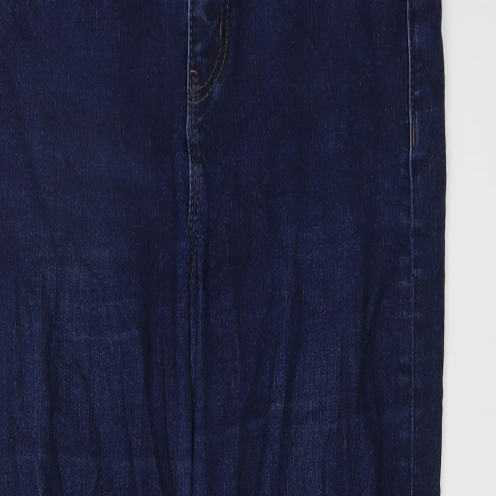 Marks and Spencer Womens Blue Cotton Straight Jeans Size 12 L28 in Regular Button