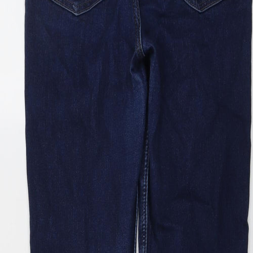 Marks and Spencer Womens Blue Cotton Straight Jeans Size 12 L28 in Regular Button