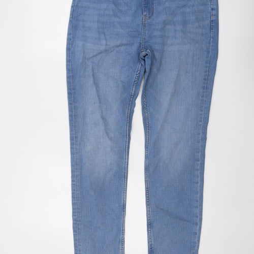 Marks and Spencer Womens Blue Cotton Skinny Jeans Size 14 L28 in Slim Button