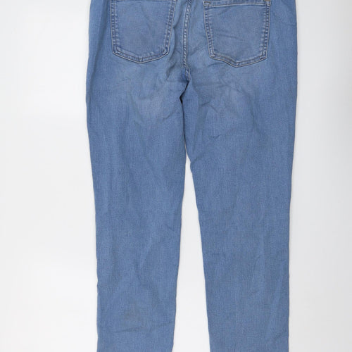 Marks and Spencer Womens Blue Cotton Skinny Jeans Size 14 L28 in Slim Button