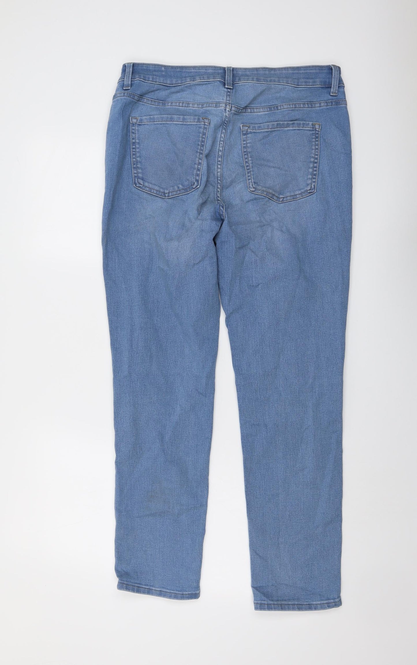 Marks and Spencer Womens Blue Cotton Skinny Jeans Size 14 L28 in Slim Button