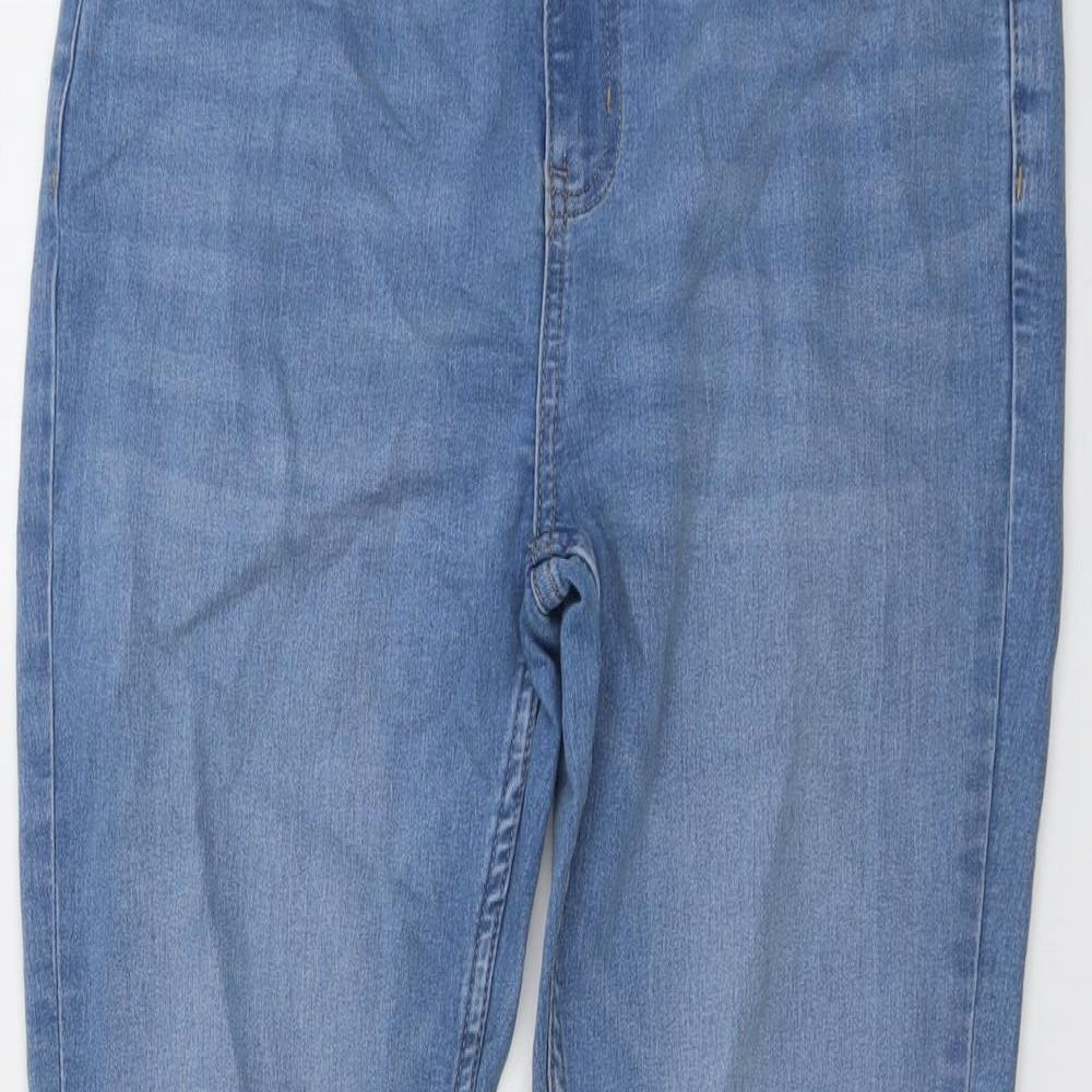 Marks and Spencer Womens Blue Cotton Skinny Jeans Size 14 L28 in Slim Button