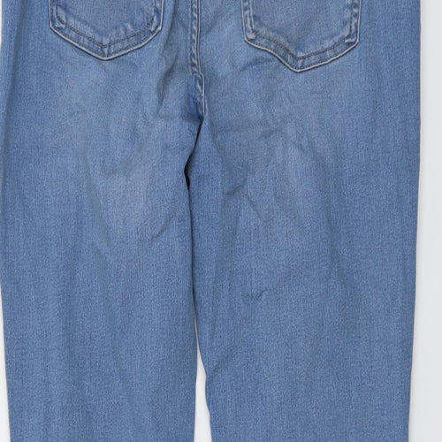Marks and Spencer Womens Blue Cotton Skinny Jeans Size 14 L28 in Slim Button