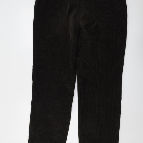 Marks and Spencer Mens Brown Cotton Dress Pants Trousers Size 38 in L31 in Regular Button