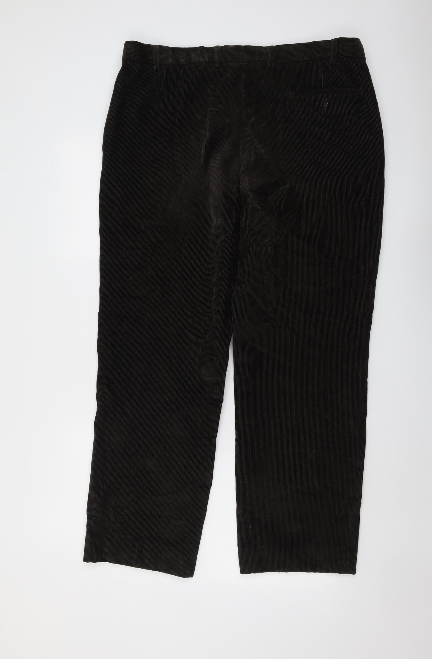 Marks and Spencer Mens Brown Cotton Dress Pants Trousers Size 38 in L31 in Regular Button