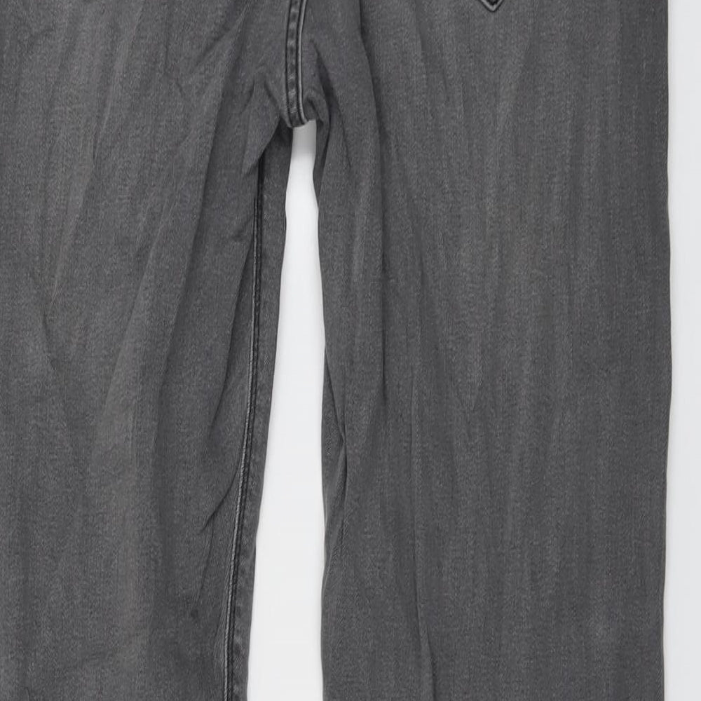 Marks and Spencer Mens Grey Cotton Straight Jeans Size 34 in L31 in Regular Button