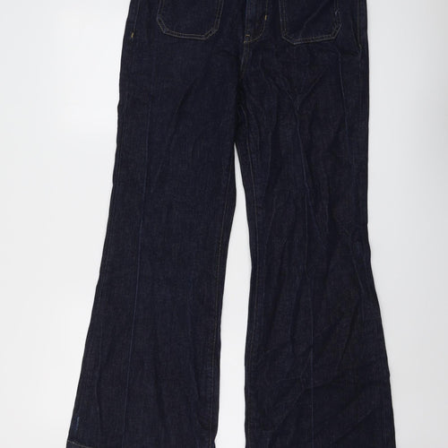 Marks and Spencer Womens Blue Cotton Bootcut Jeans Size 12 L30 in Regular Button