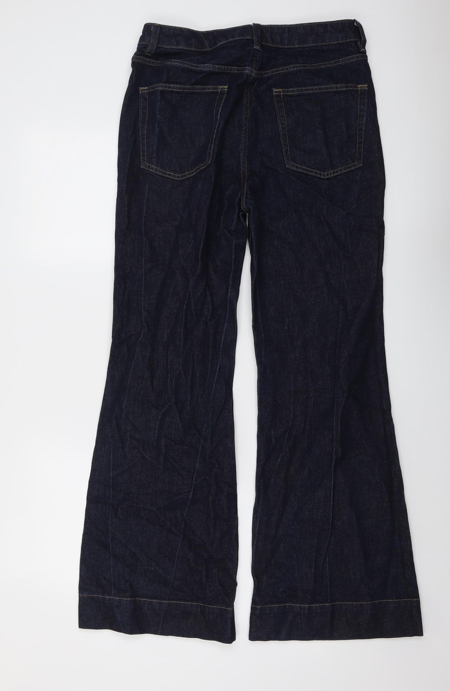 Marks and Spencer Womens Blue Cotton Bootcut Jeans Size 12 L30 in Regular Button