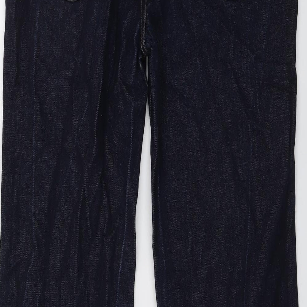 Marks and Spencer Womens Blue Cotton Bootcut Jeans Size 12 L30 in Regular Button
