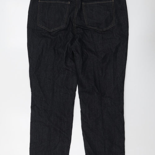 Marks and Spencer Womens Blue Cotton Straight Jeans Size 14 L27 in Regular Button