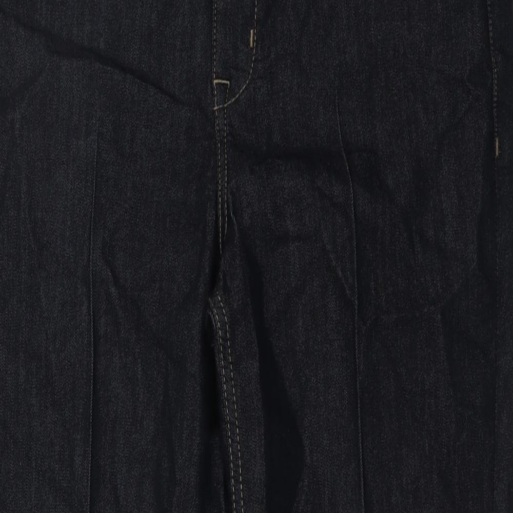 Marks and Spencer Womens Blue Cotton Straight Jeans Size 14 L27 in Regular Button