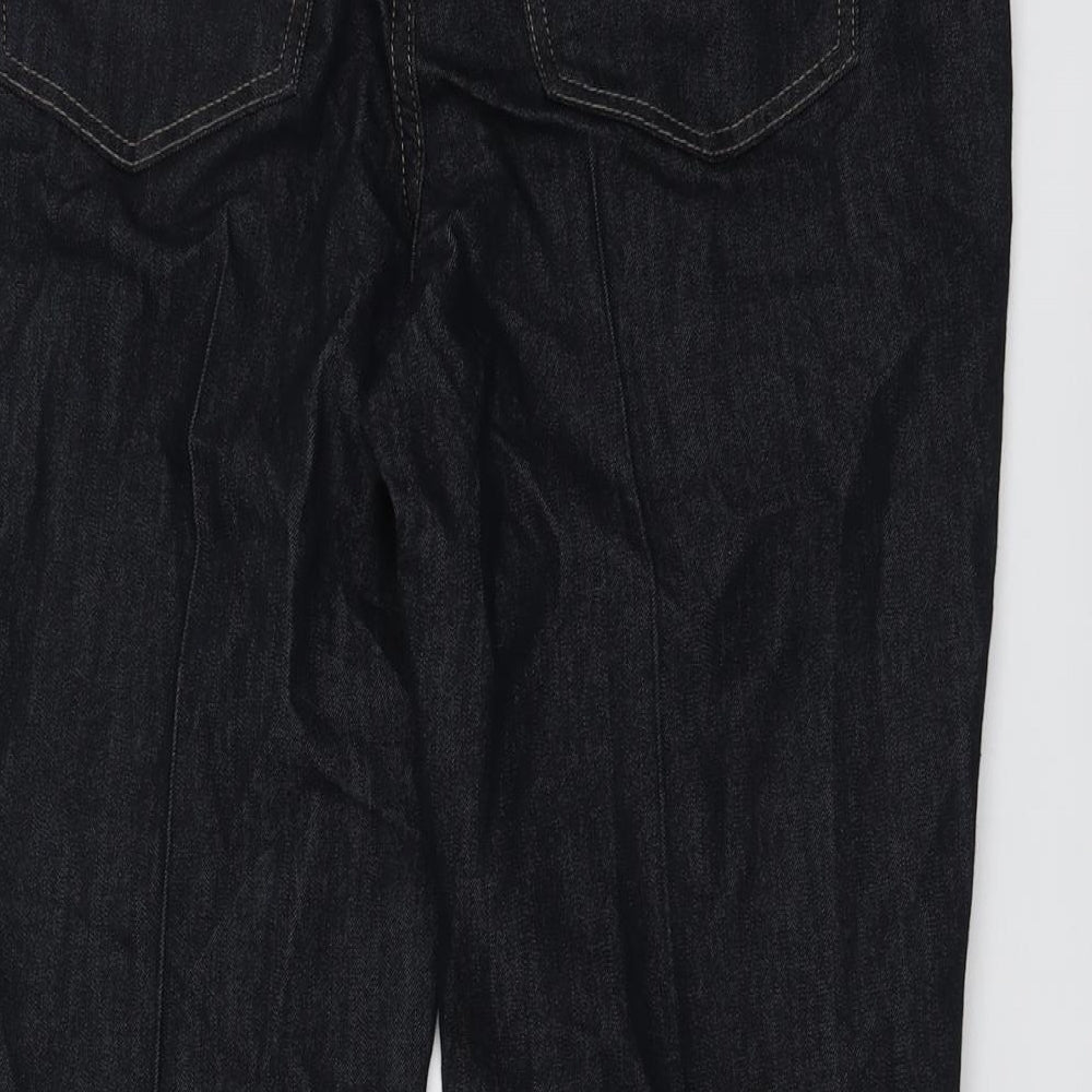 Marks and Spencer Womens Blue Cotton Straight Jeans Size 14 L27 in Regular Button