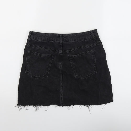 Topshop Womens Grey Cotton Mini Skirt Size 10 Button