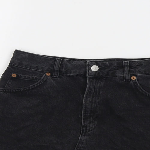 Topshop Womens Grey Cotton Mini Skirt Size 10 Button