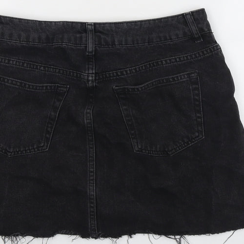Topshop Womens Grey Cotton Mini Skirt Size 10 Button