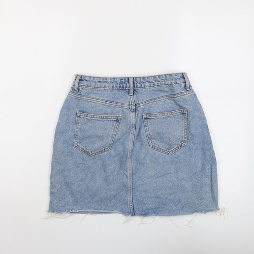 New Look Girls Blue Cotton Mini Skirt Size 13 Years Regular Button