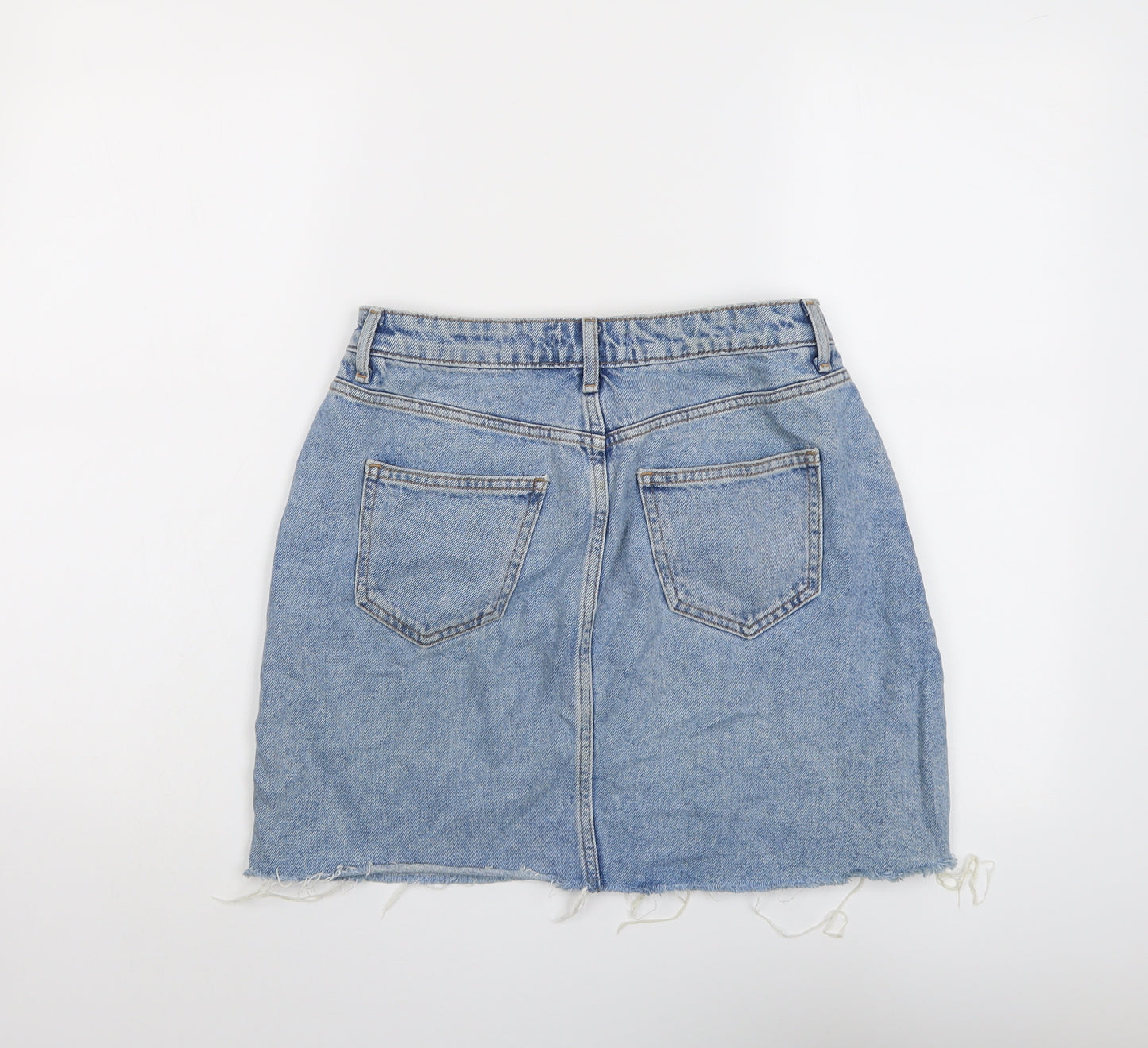 New Look Girls Blue Cotton Mini Skirt Size 13 Years Regular Button