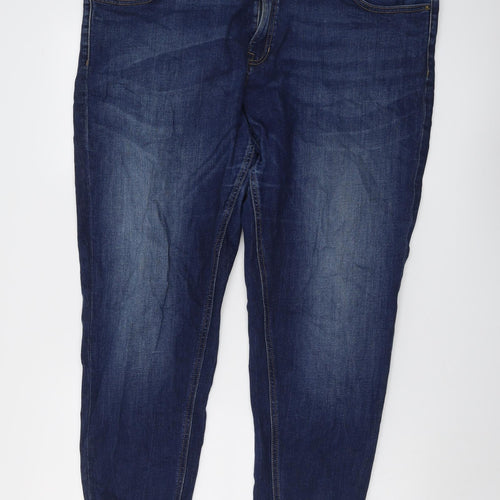Marks and Spencer Womens Blue Cotton Skinny Jeans Size 20 L27 in Relaxed Button