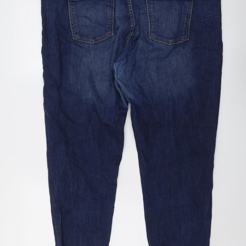 Marks and Spencer Womens Blue Cotton Skinny Jeans Size 20 L27 in Relaxed Button