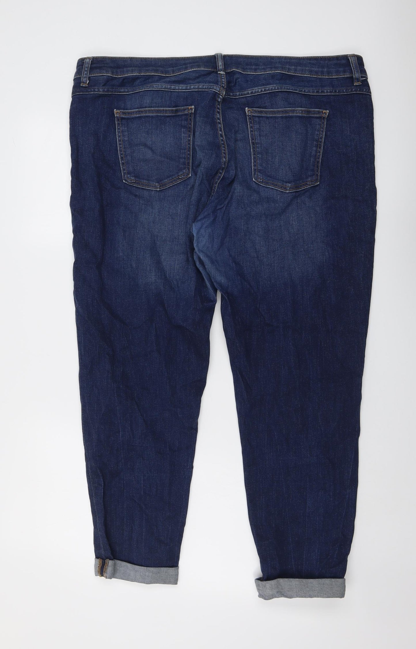 Marks and Spencer Womens Blue Cotton Skinny Jeans Size 20 L27 in Relaxed Button