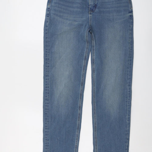 Marks and Spencer Womens Blue Cotton Straight Jeans Size 10 L27 in Regular Button