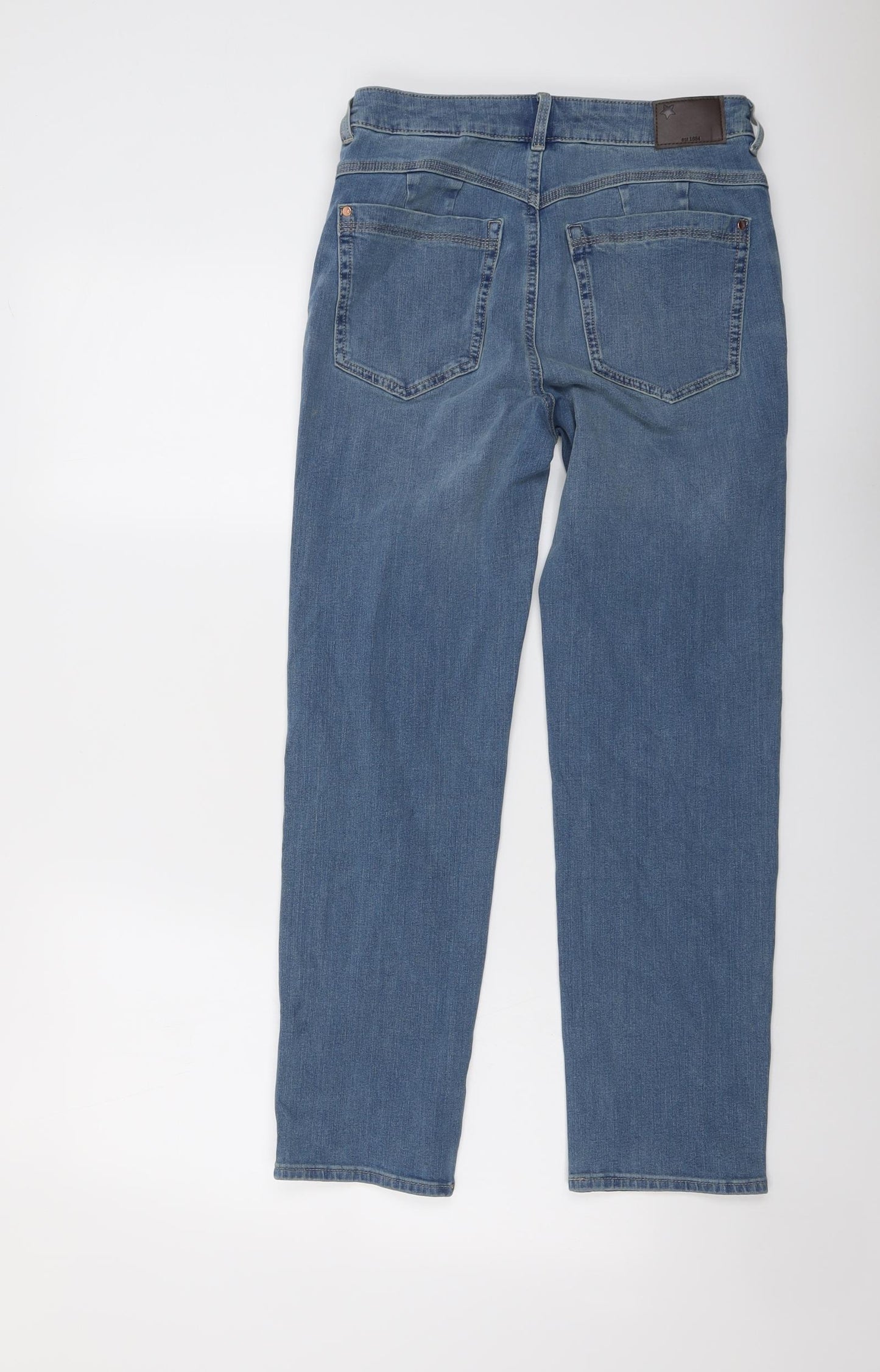 Marks and Spencer Womens Blue Cotton Straight Jeans Size 10 L27 in Regular Button