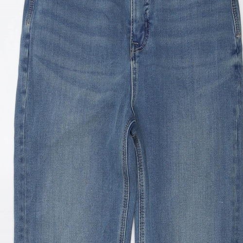 Marks and Spencer Womens Blue Cotton Straight Jeans Size 10 L27 in Regular Button