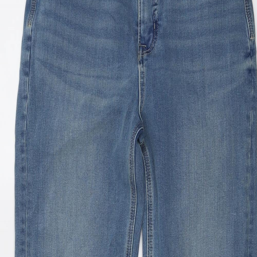 Marks and Spencer Womens Blue Cotton Straight Jeans Size 10 L27 in Regular Button