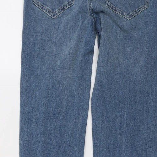 Marks and Spencer Womens Blue Cotton Straight Jeans Size 10 L27 in Regular Button