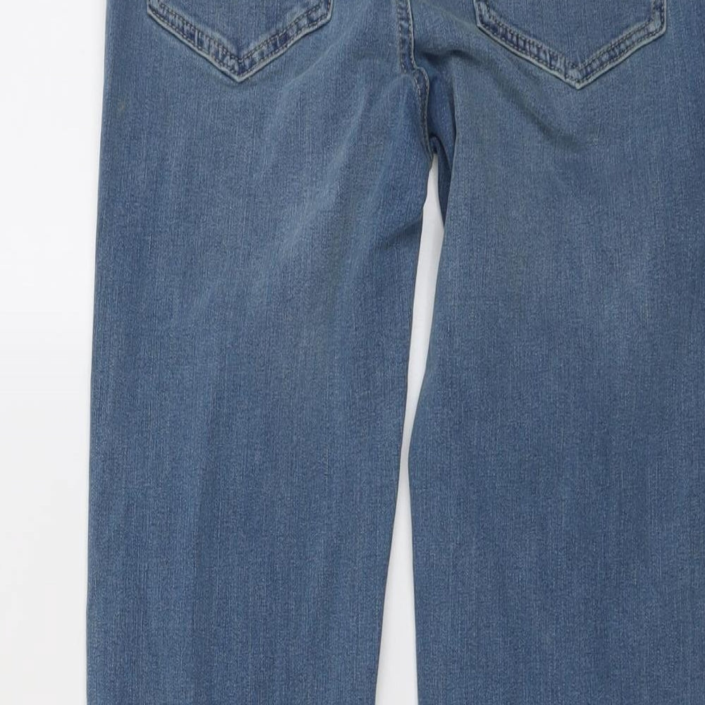 Marks and Spencer Womens Blue Cotton Straight Jeans Size 10 L27 in Regular Button
