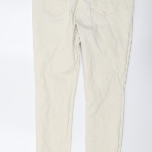 NEXT Womens Beige Cotton Skinny Jeans Size 14 L29 in Regular Button
