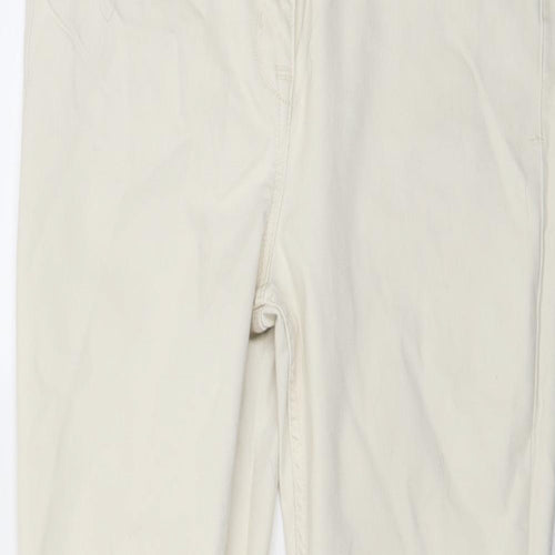 NEXT Womens Beige Cotton Skinny Jeans Size 14 L29 in Regular Button