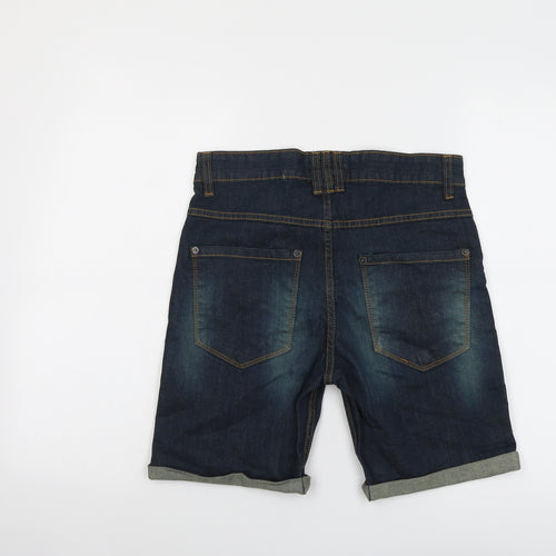 Boohoo Mens Blue Cotton Chino Shorts Size 30 in L8 in Regular Button