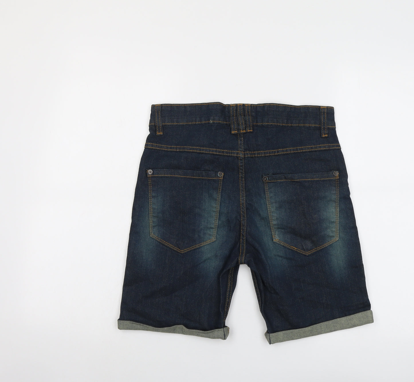 Boohoo Mens Blue Cotton Chino Shorts Size 30 in L8 in Regular Button