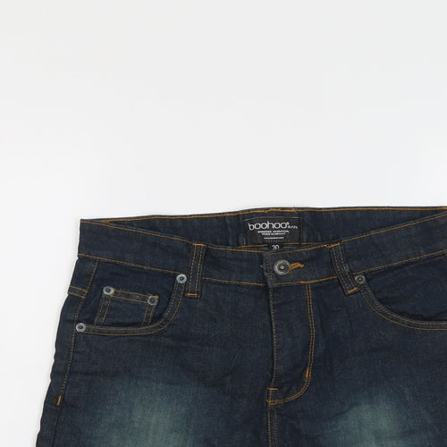 Boohoo Mens Blue Cotton Chino Shorts Size 30 in L8 in Regular Button