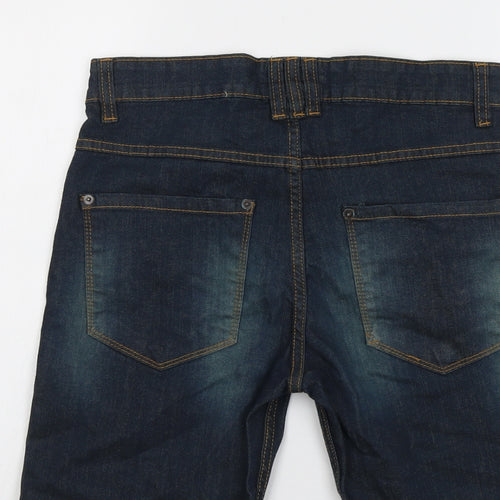 Boohoo Mens Blue Cotton Chino Shorts Size 30 in L8 in Regular Button