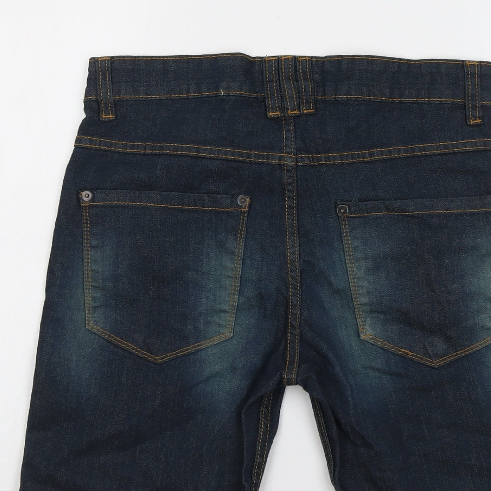 Boohoo Mens Blue Cotton Chino Shorts Size 30 in L8 in Regular Button