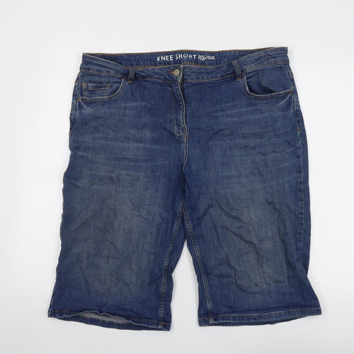 NEXT Womens Blue Cotton Skimmer Shorts Size 18 L14 in Regular Button