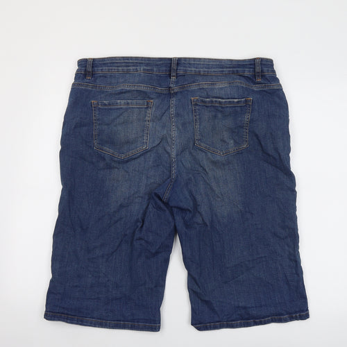 NEXT Womens Blue Cotton Skimmer Shorts Size 18 L14 in Regular Button