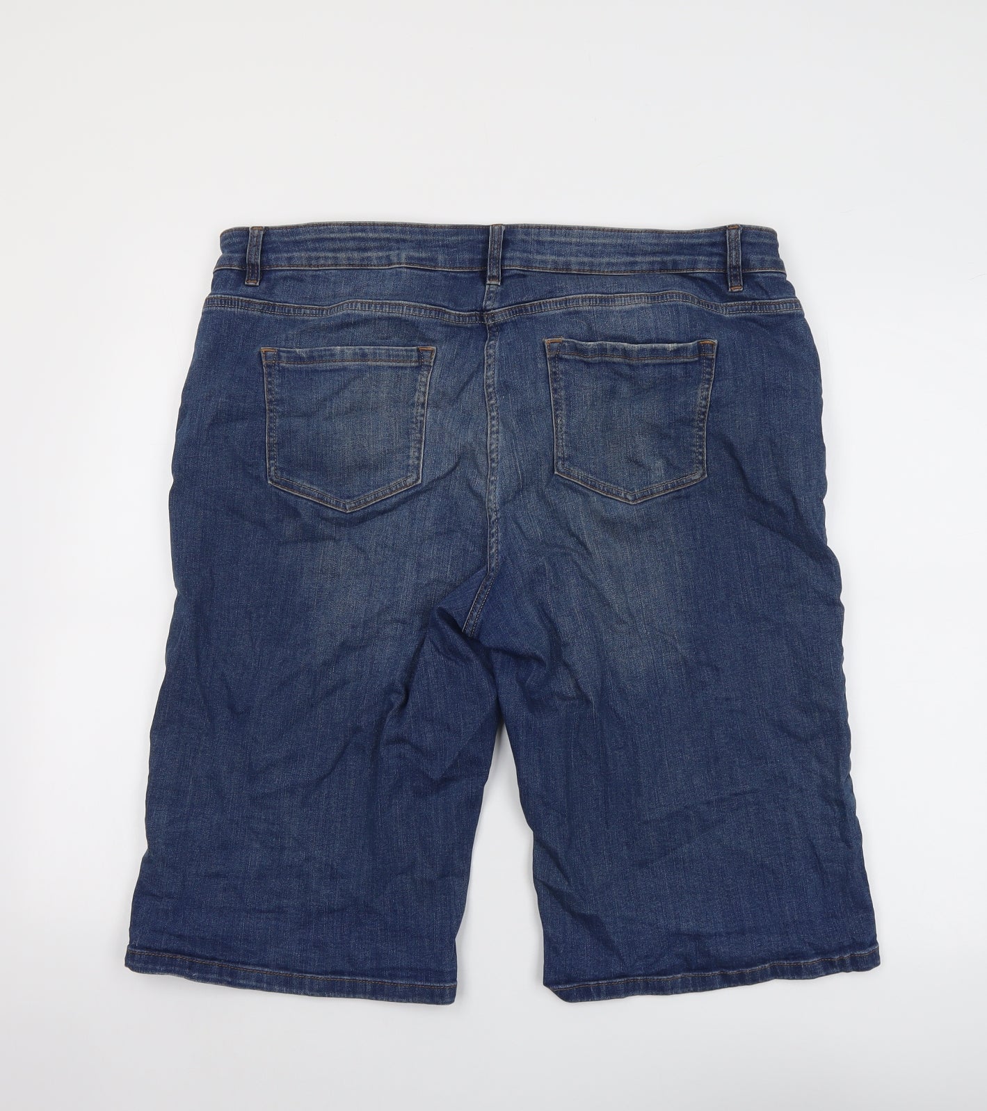 NEXT Womens Blue Cotton Skimmer Shorts Size 18 L14 in Regular Button