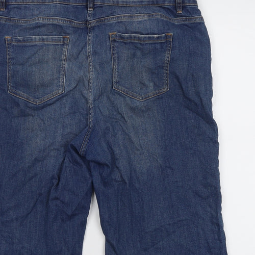 NEXT Womens Blue Cotton Skimmer Shorts Size 18 L14 in Regular Button