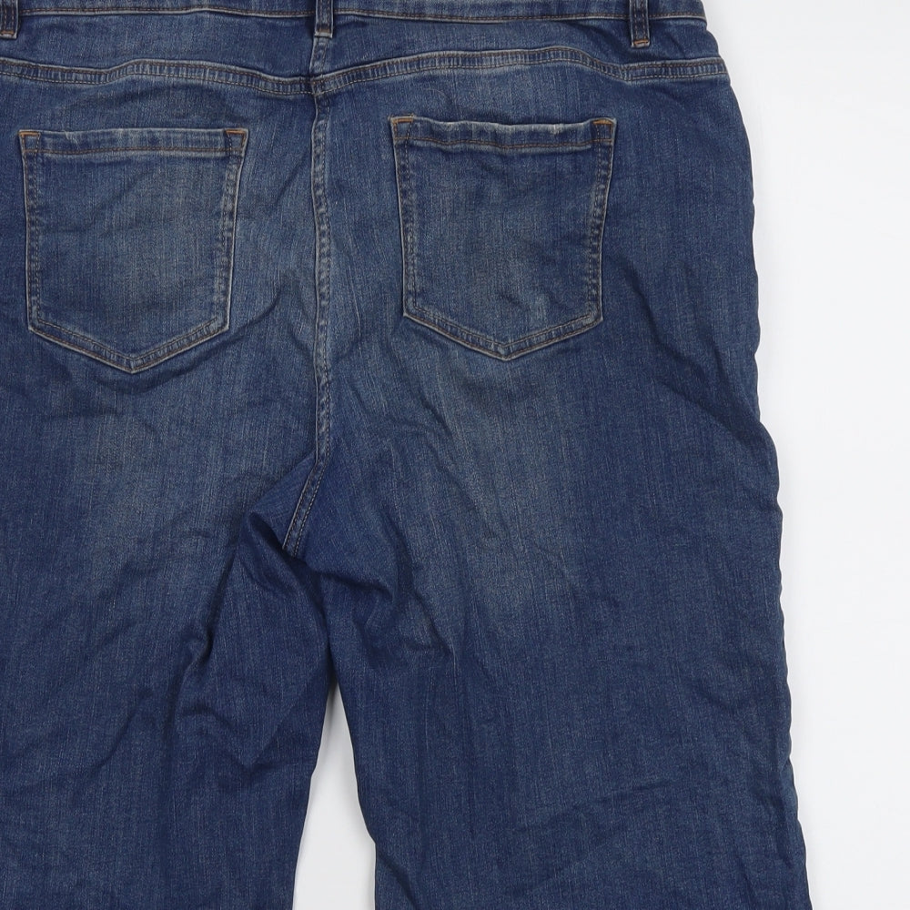 NEXT Womens Blue Cotton Skimmer Shorts Size 18 L14 in Regular Button