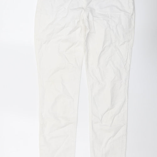 White Label Womens White Cotton Skinny Jeans Size 12 L32 in Regular Button