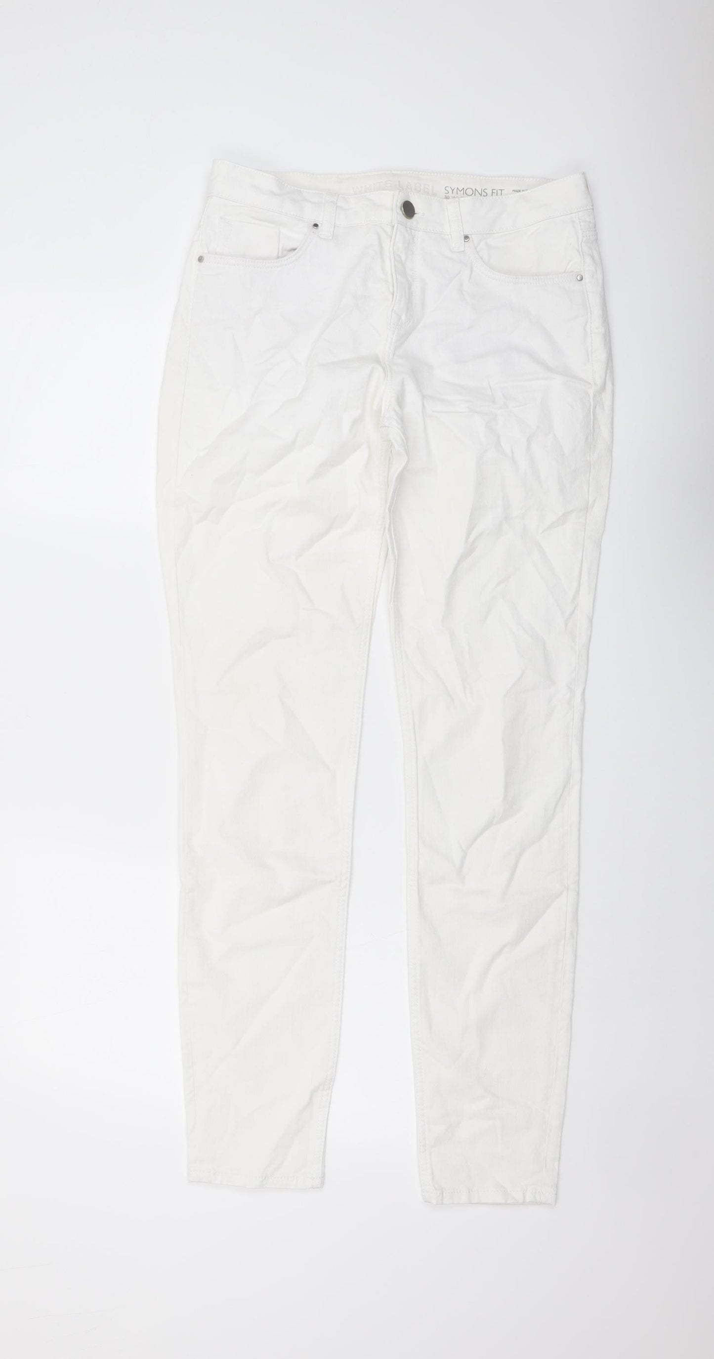 White Label Womens White Cotton Skinny Jeans Size 12 L32 in Regular Button