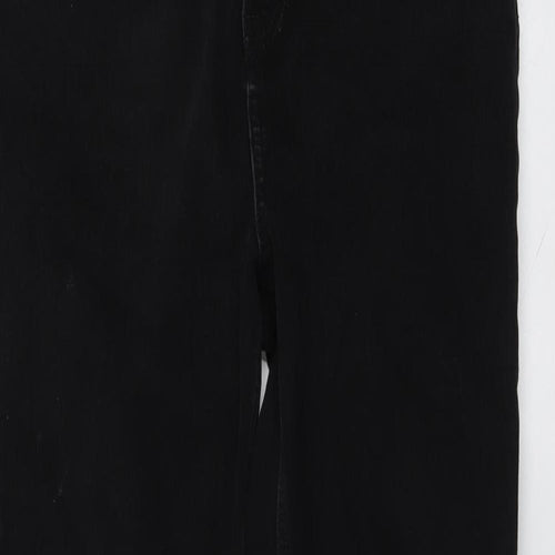 Marks and Spencer Womens Black Cotton Straight Jeans Size 14 L31 in Regular Button